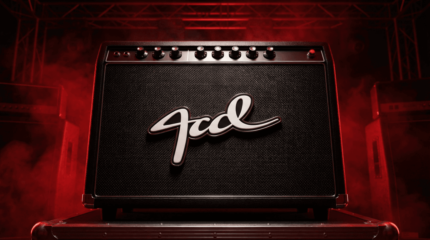 A red speaker rests on a stone.