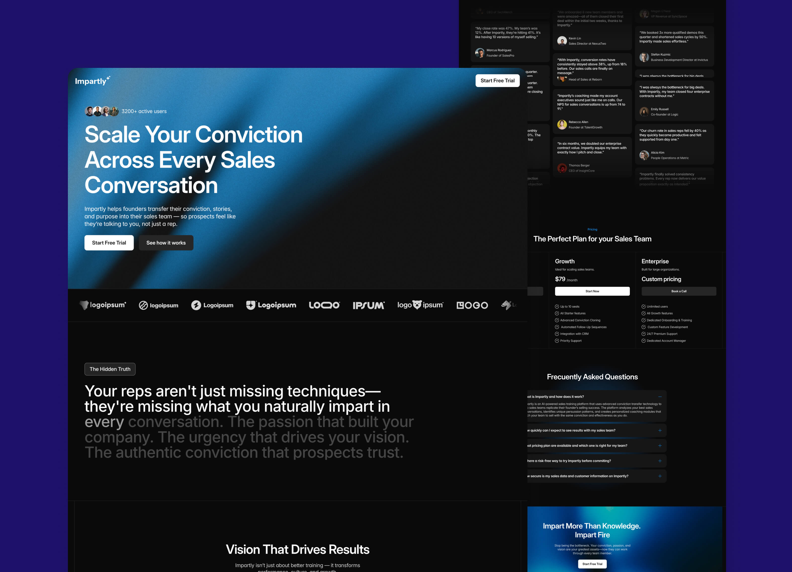 Visual mockup of the Impartly website