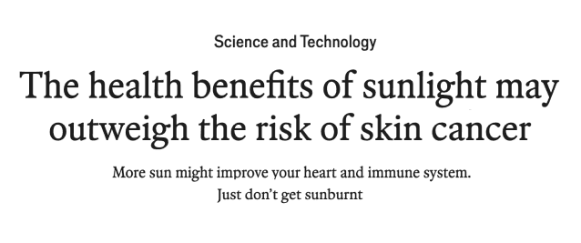 The Economist article about health benefits of sunlight