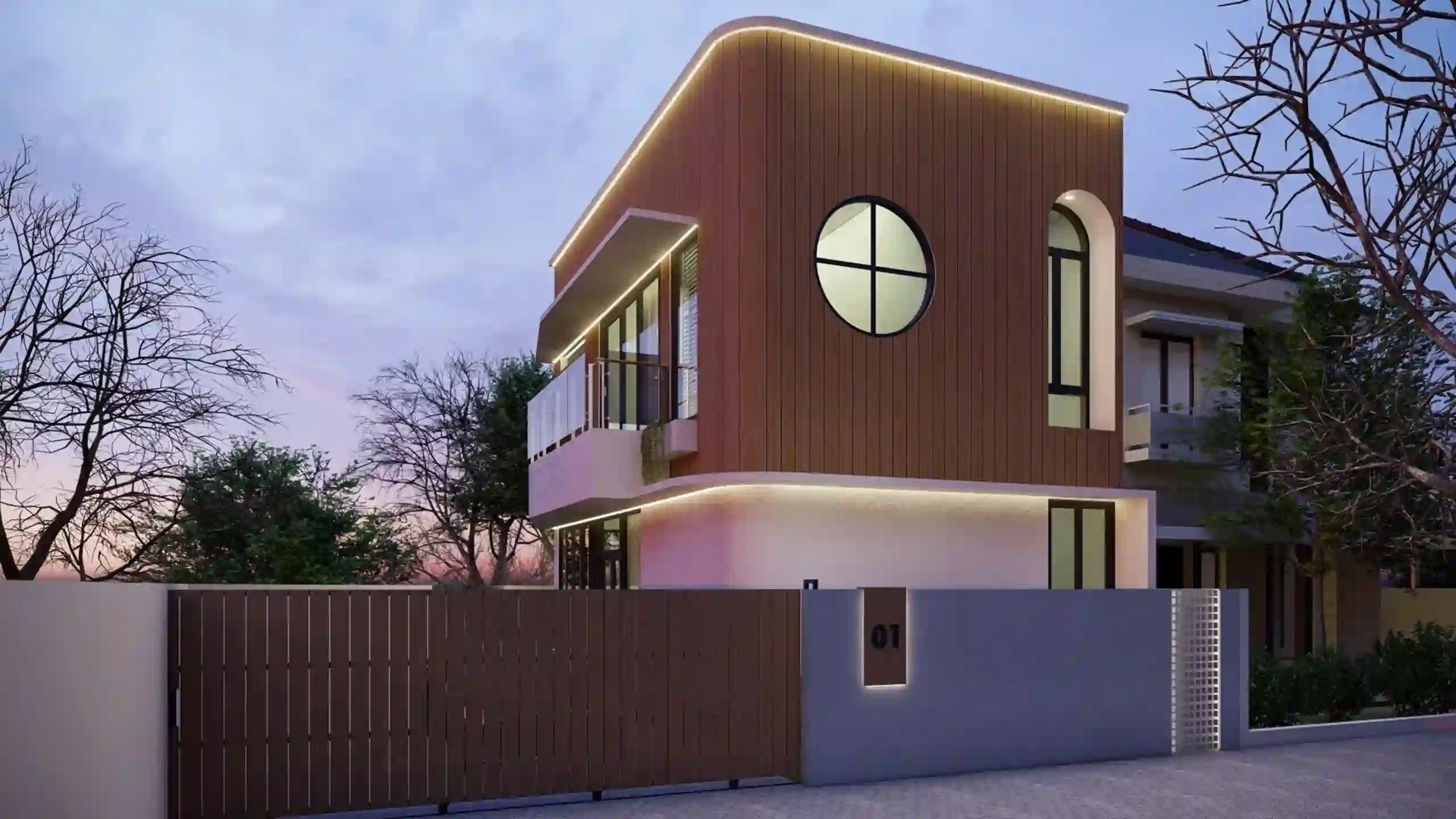 Growing House - Tampak Depan Bangunan Fase 2 di Sore Hari