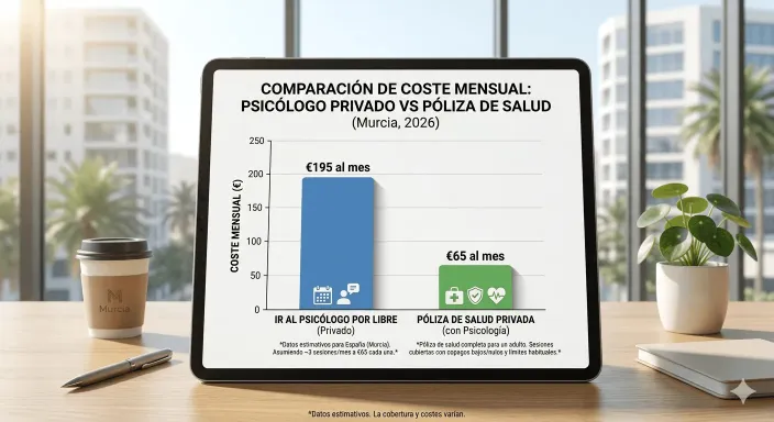 Comparativa del coste de terapia psicológica privada frente a la cobertura incluida en la póliza médica de Allianz.