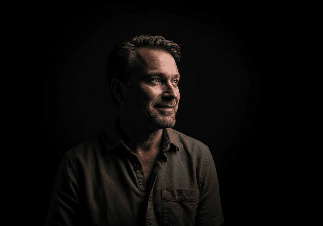 Man working with two monitors