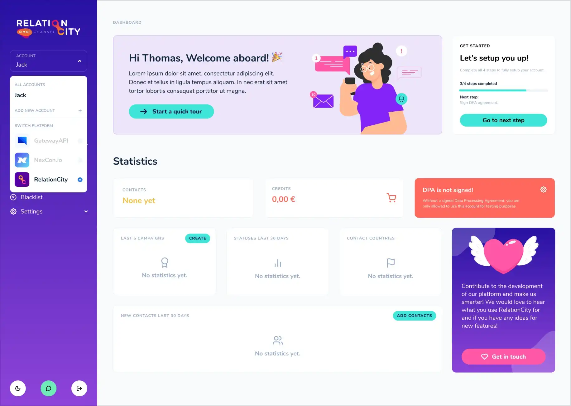 Visning af dashboard design UI