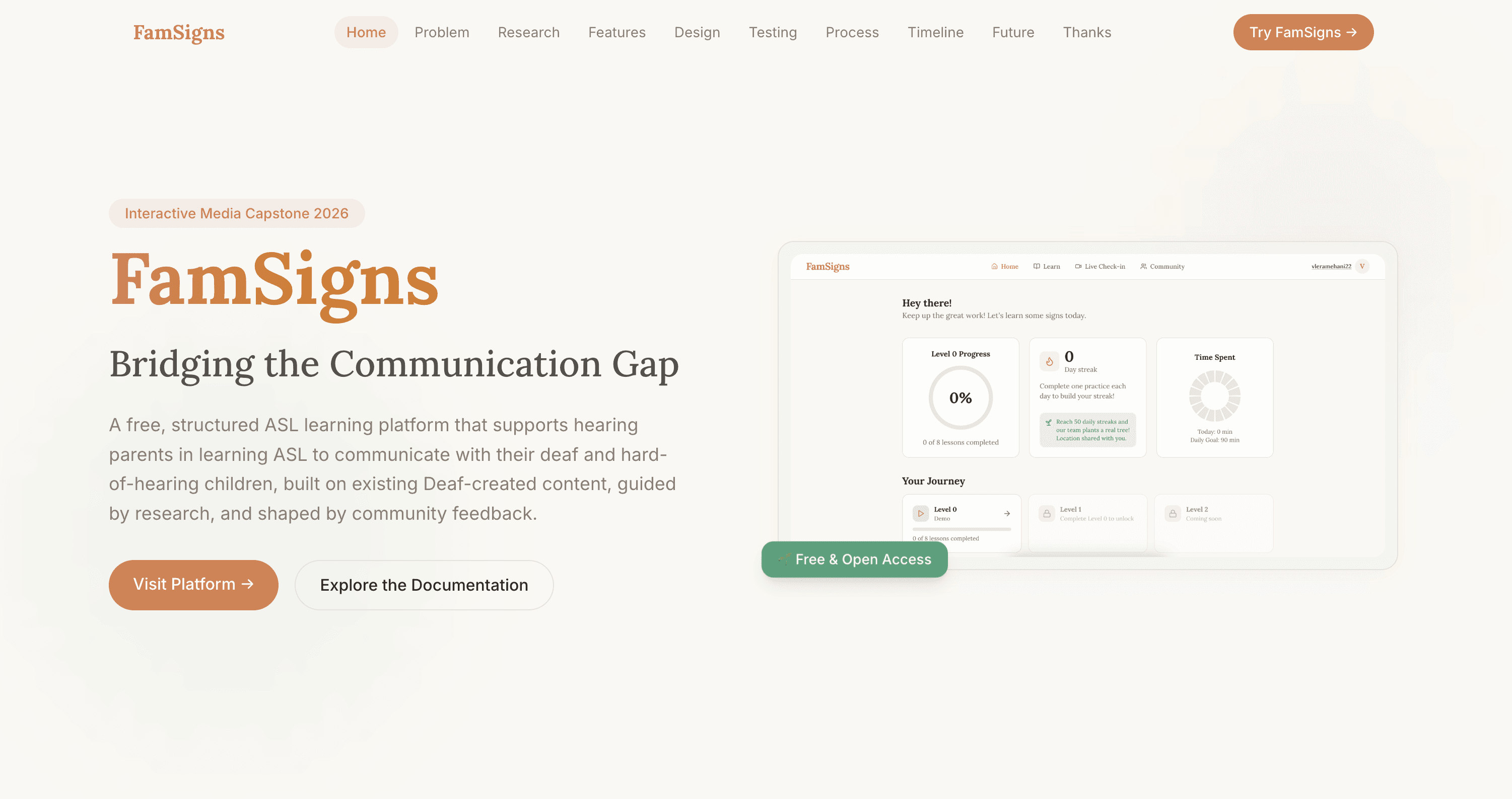 FamSigns capstone documentation website