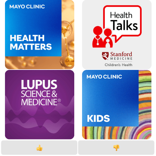 Обложки подкастов, добавленных в Подтему и скриншот функцонала оценки контента