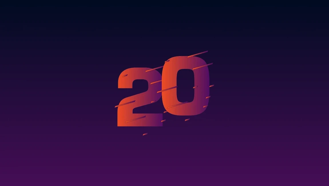 Number 20 flying against a gradient background