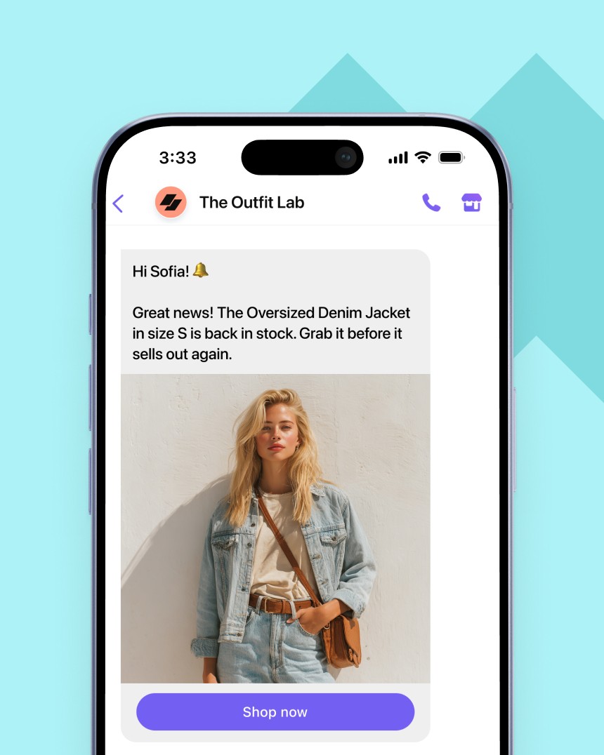 Viber messaging campaign showcasing a personalized message that aims to help a fashion e-commerce store recover abandoned carts.