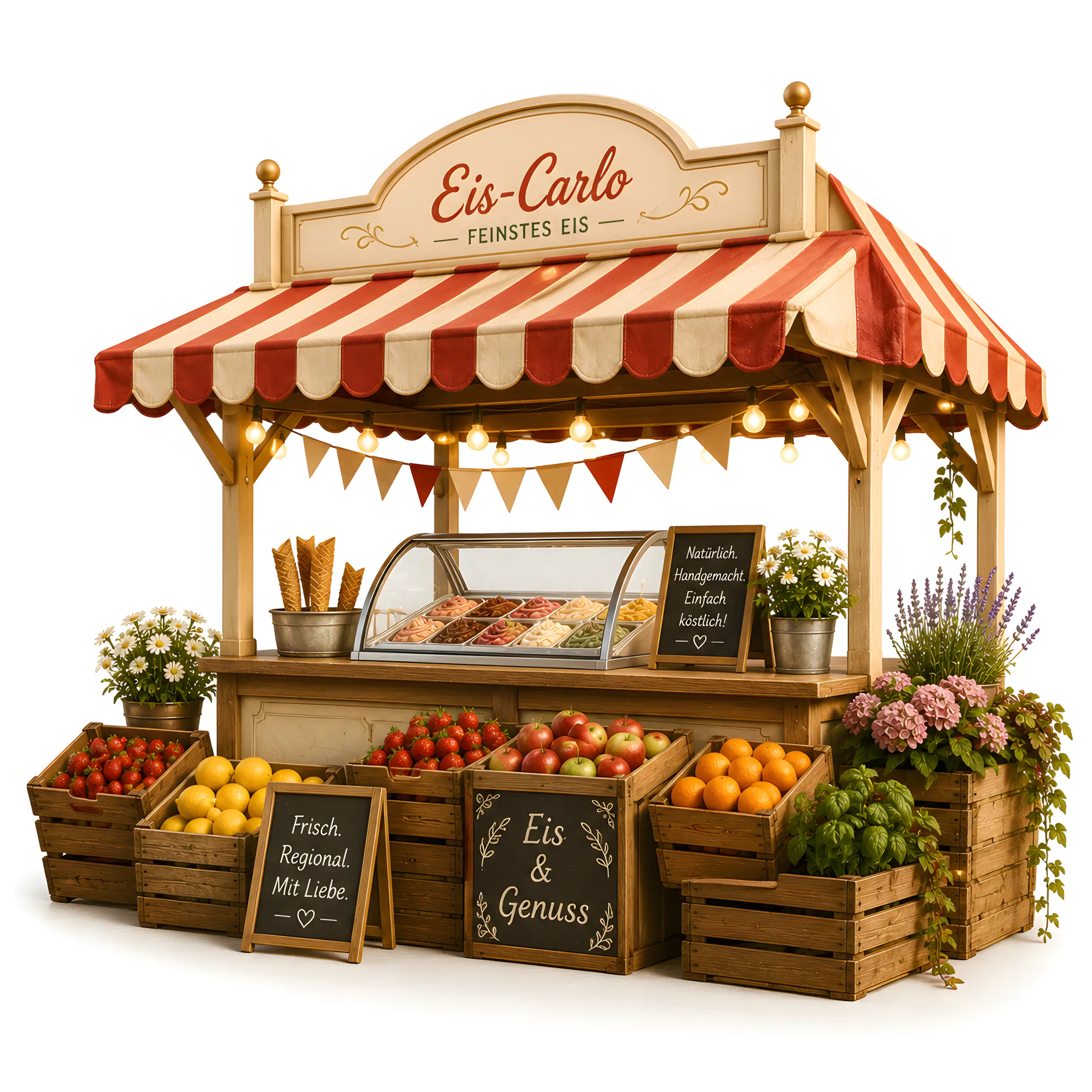 Eis Carlo Verkaufsstand auf einem Markt