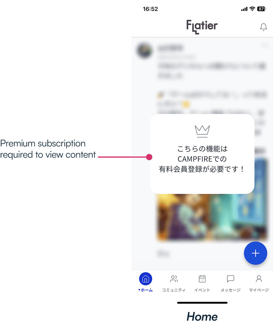 screenshot of the tiered access control popup