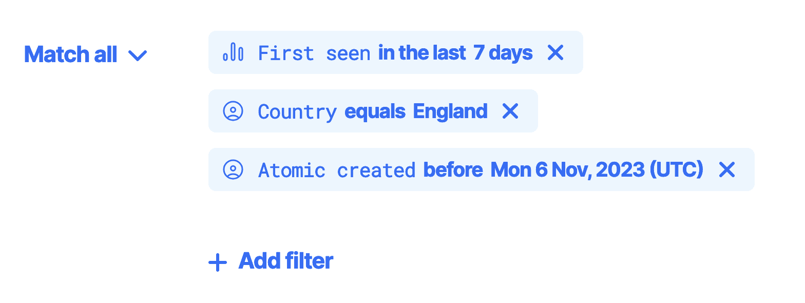 An example of a segment filter configuration