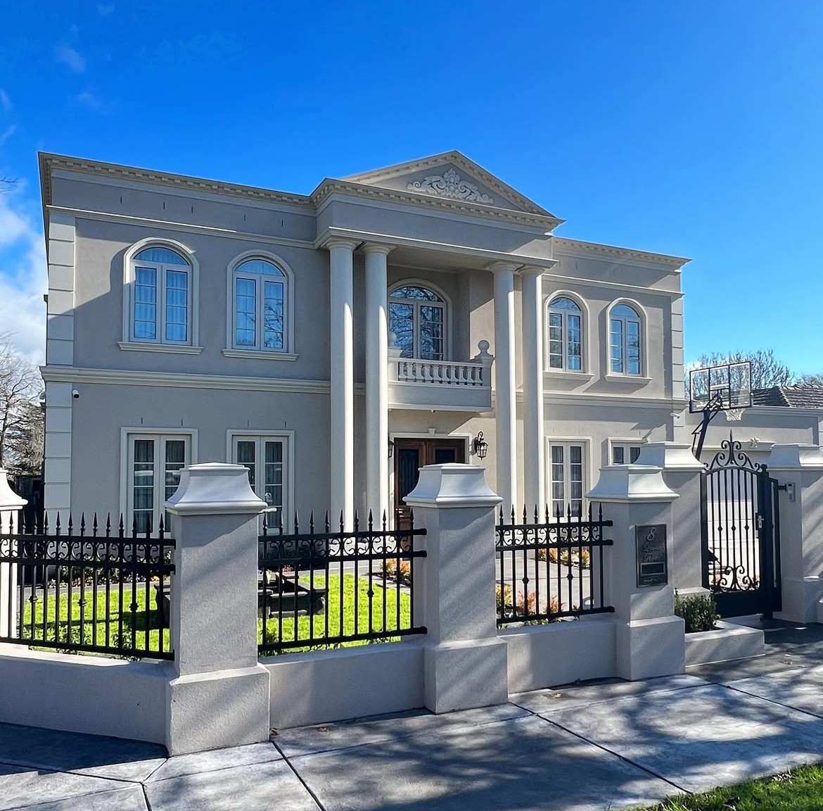 High section of built structure against clear sky