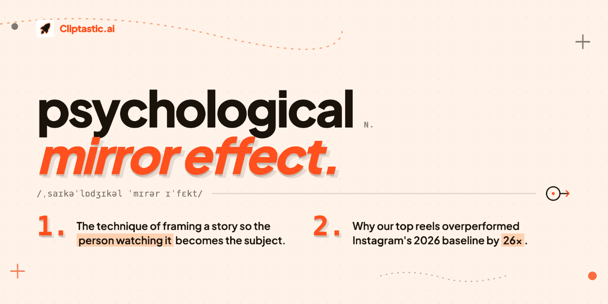 The Psychological Mirror Effect is the Cliptastic method of framing the story so the person watching it becomes the subject