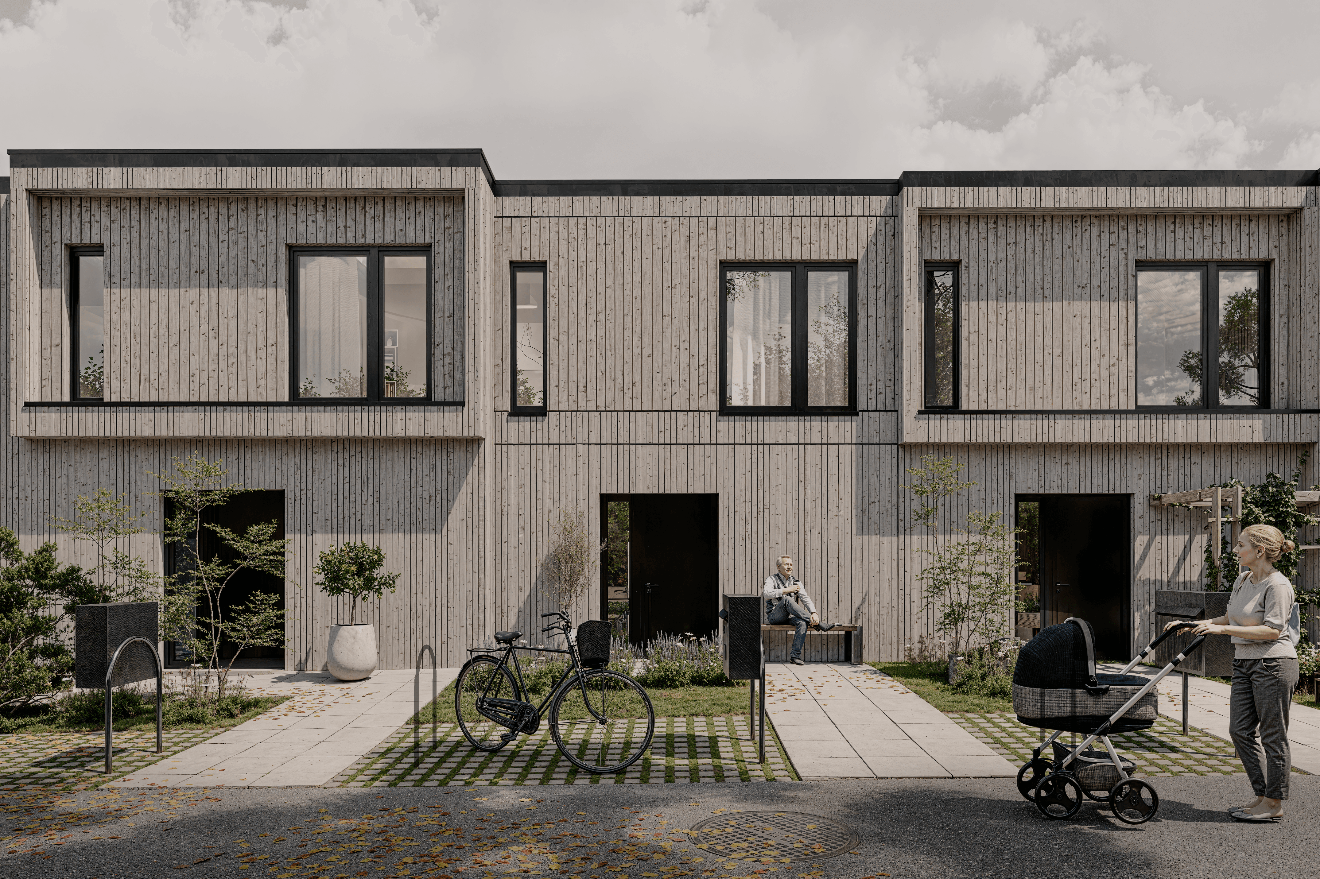 Modern building with a sleek glass facade and illuminated orange lighting, reflecting on a polished surface, creating a futuristic and elegant atmosphere