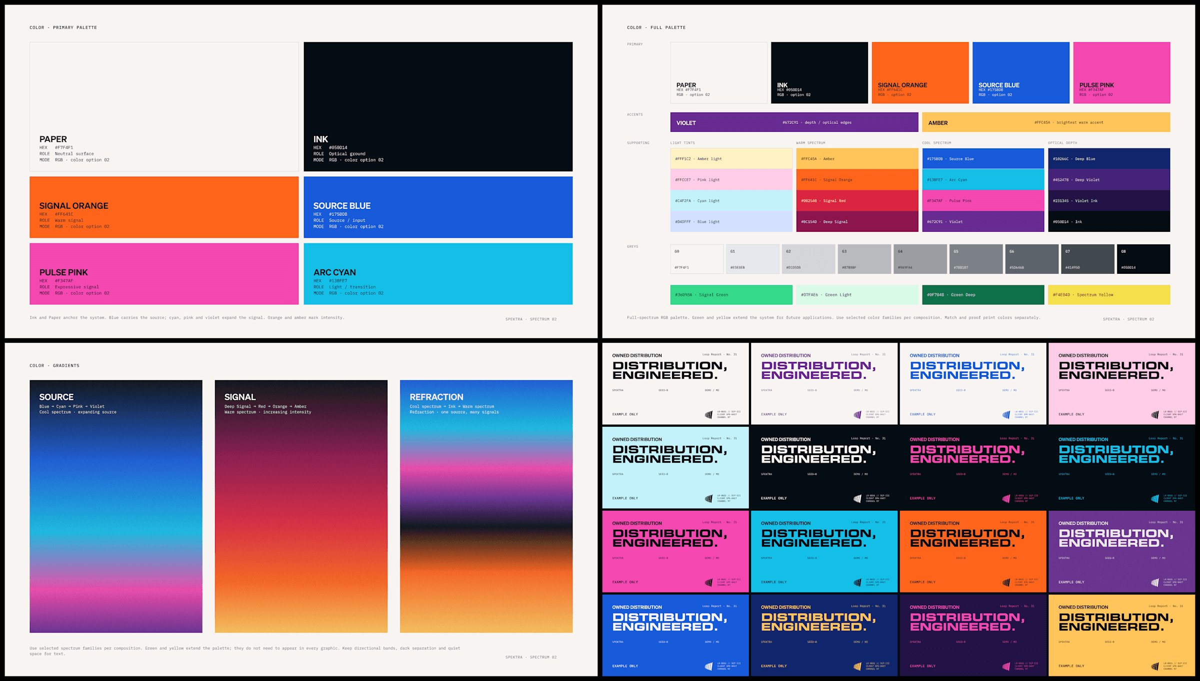 Spektra — color system: primary palette, full spectrum, gradients and color pairings