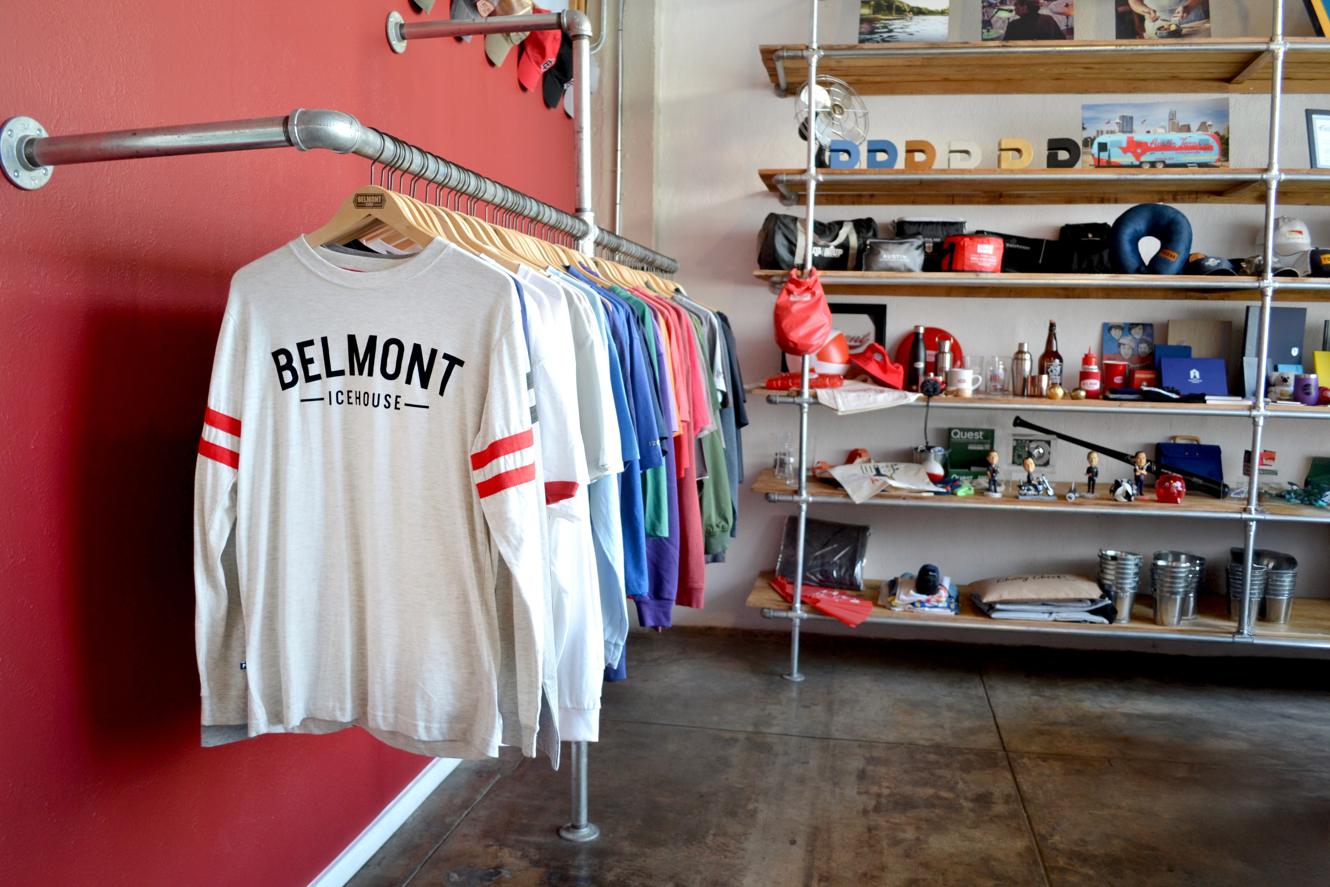 Belmont swag tshirt rack