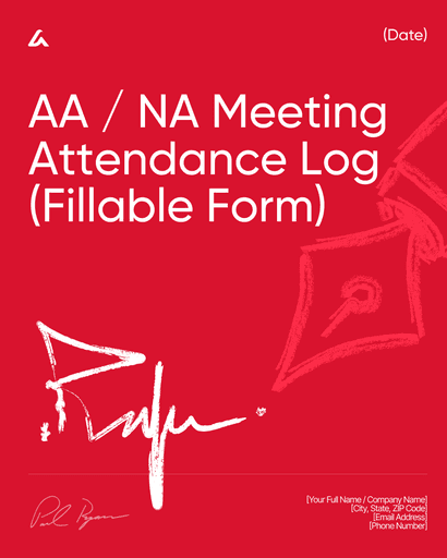 AA / NA Meeting Attendance Log (Fillable Form)
