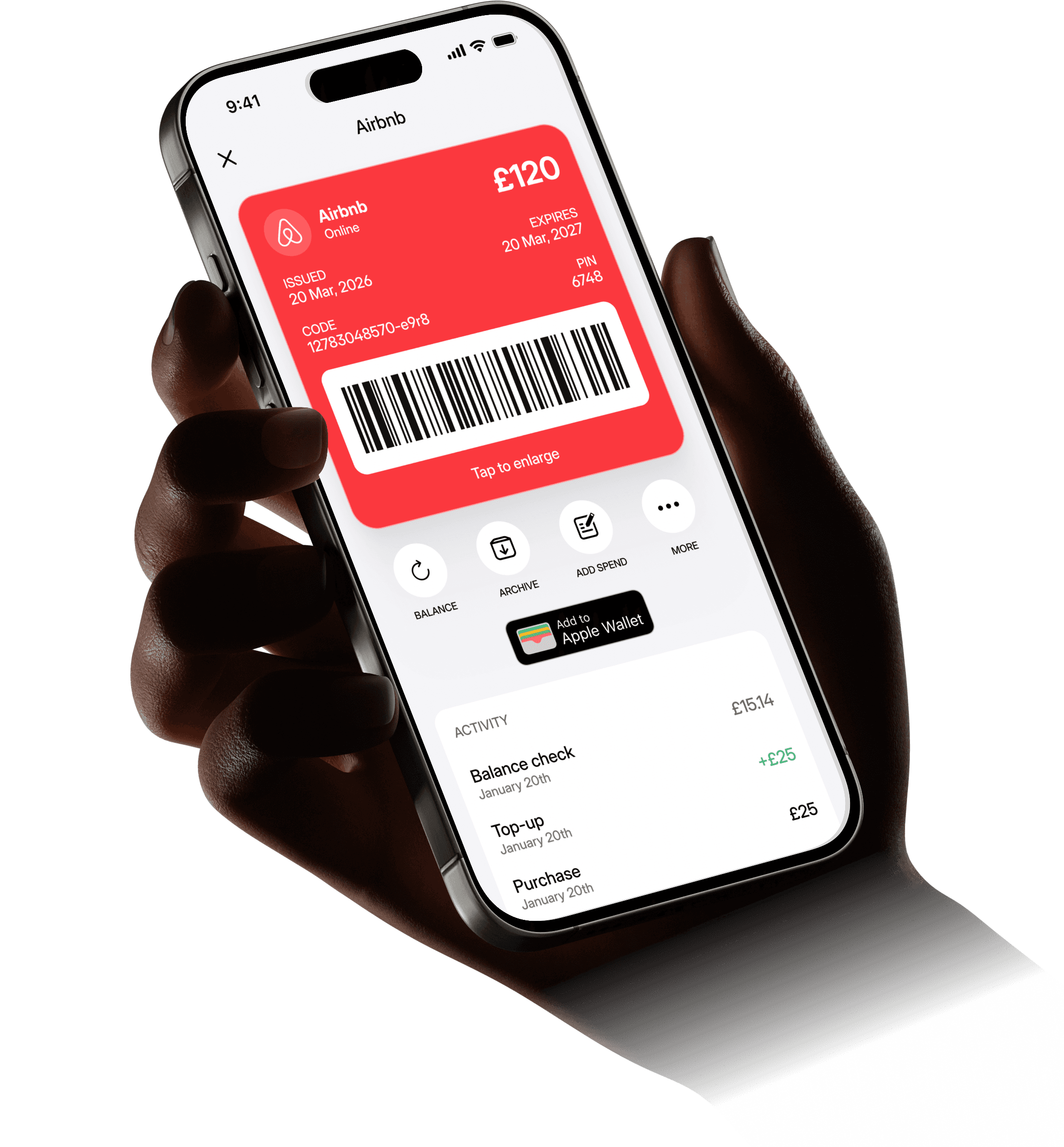 Tesco giftcard in the Cheddar app