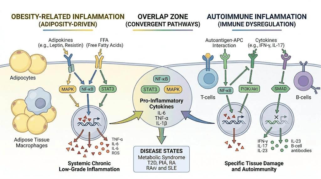 Obesity and autoimmune inflammation overlap diagram