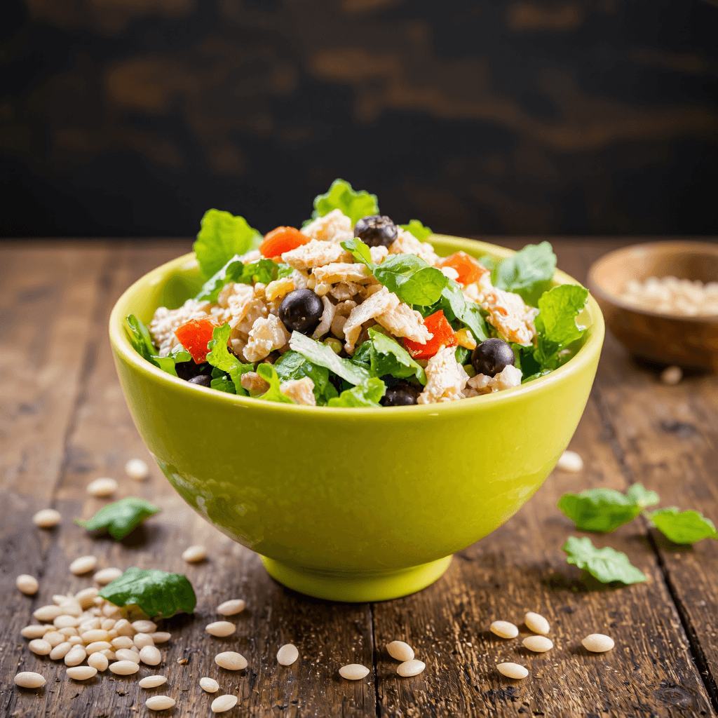 product photography of a bowl of mixed salad with grains and protein