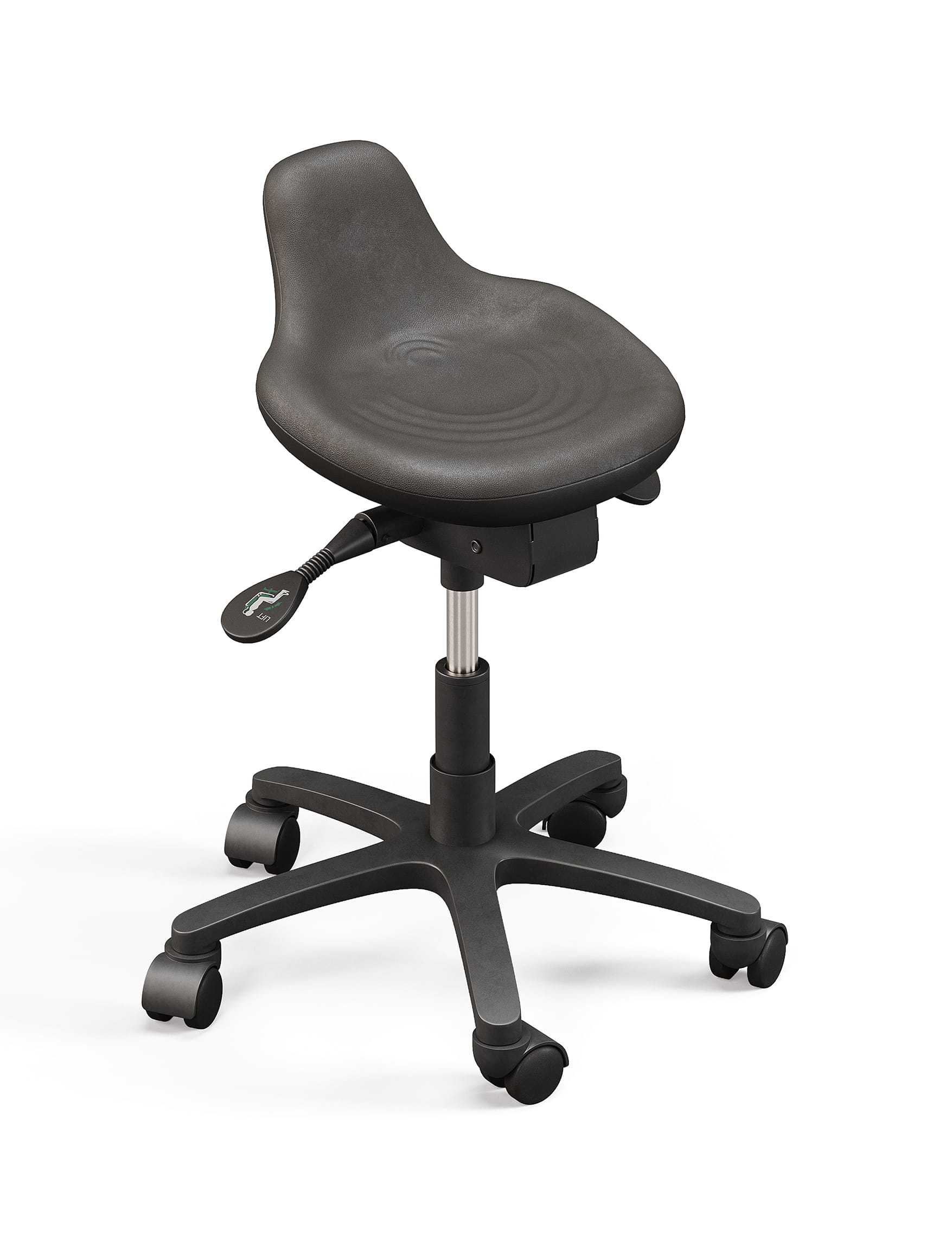 Office task chair with curved seat and caster base