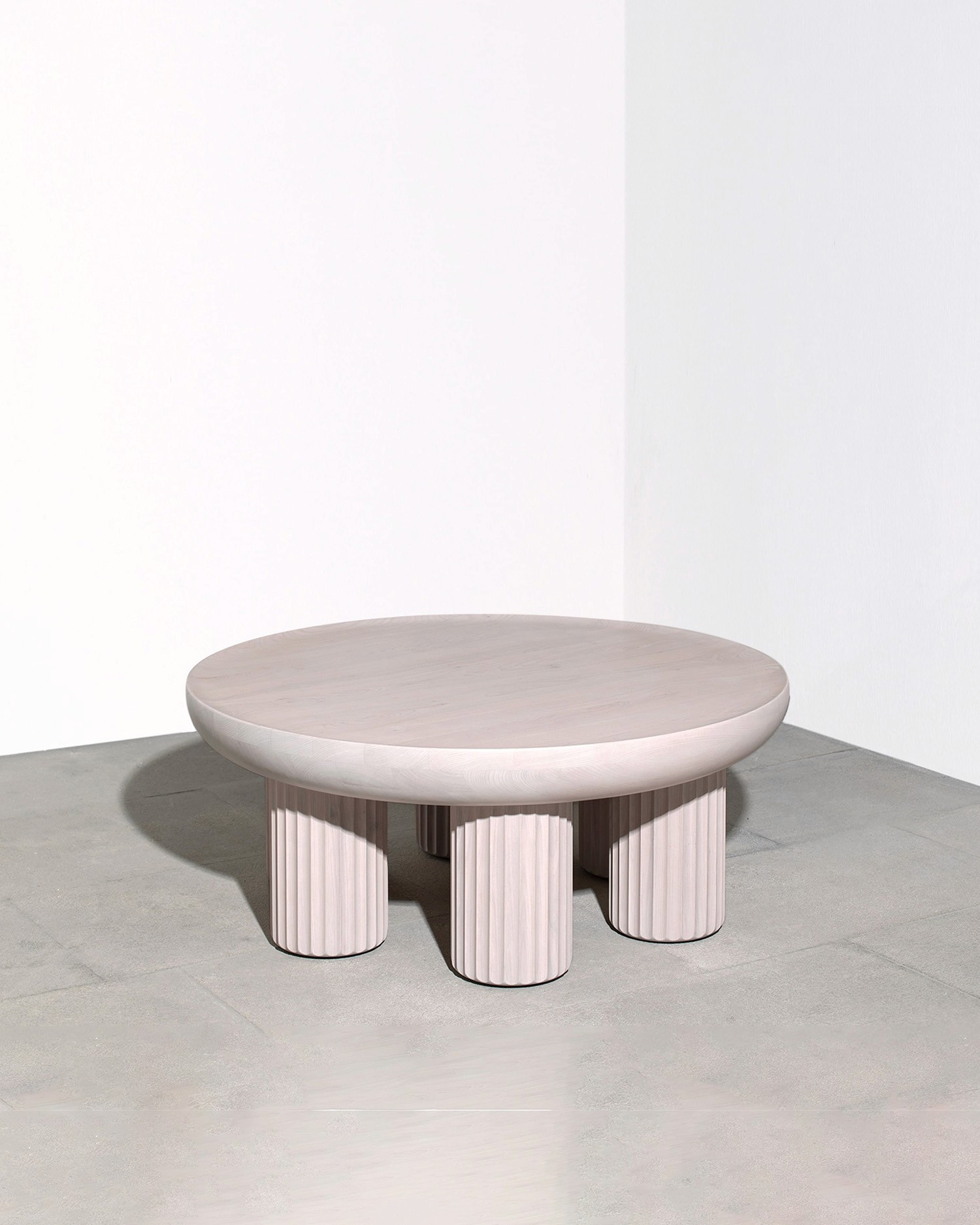 Cyclades low table crafted from white-stained solid ash wood with a minimalist design, by Jiří Krejčiřík.