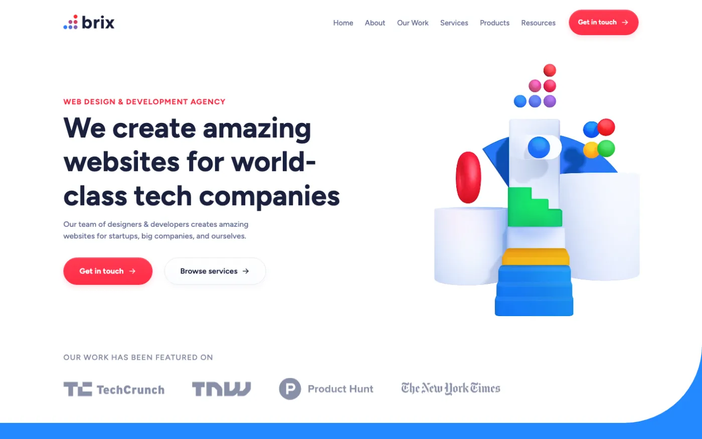 Página inicial do site da BRIX Agency, web design e desenvolvimento para empresas de tecnologia