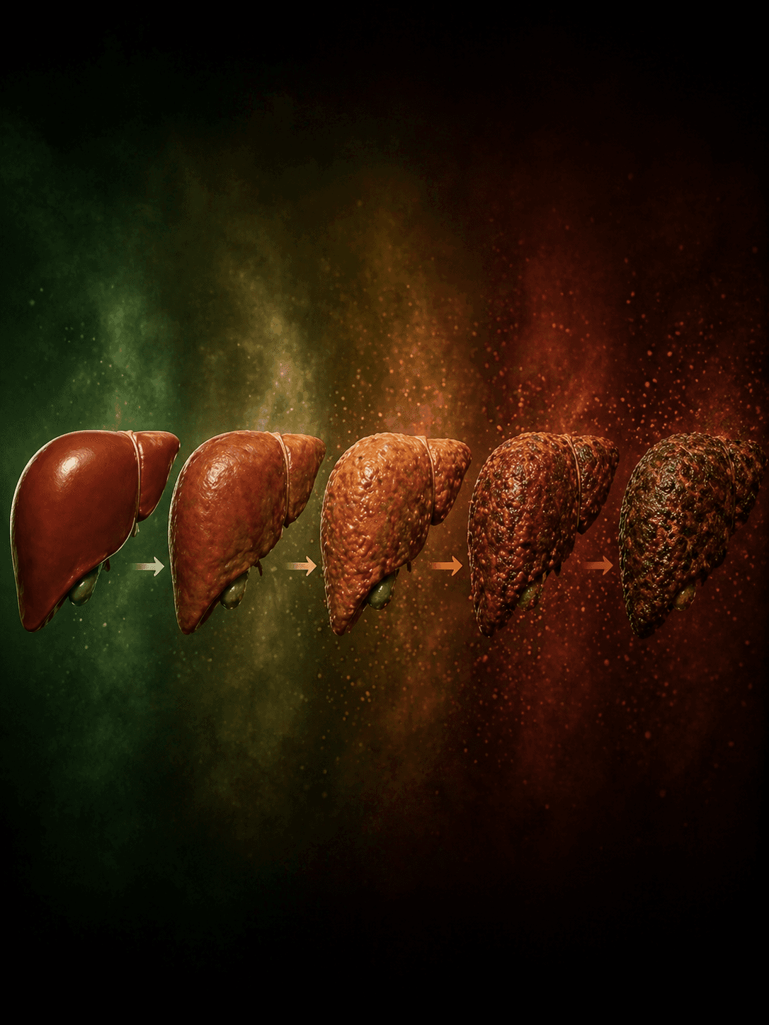 A flowing, abstract form with smooth, wavy textures is depicted, featuring a gradient of soft green and fiery orange hues, set against a muted brown background.