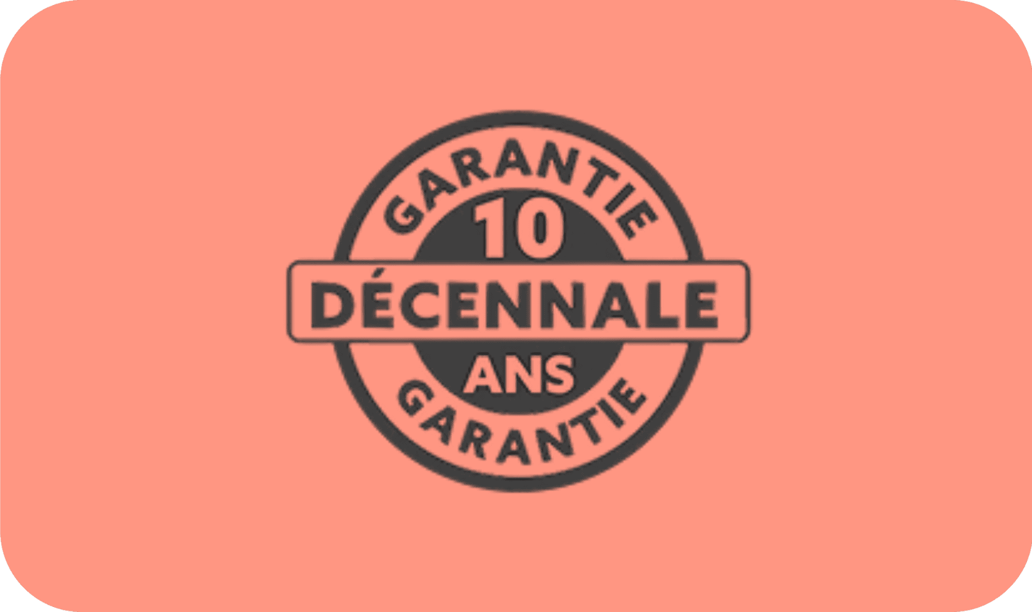 Logo Garantie Décennale dont Solarock est certifié, une garantie des constructeurs pour couvrir les dommages survenus après la réalisation de travaux 