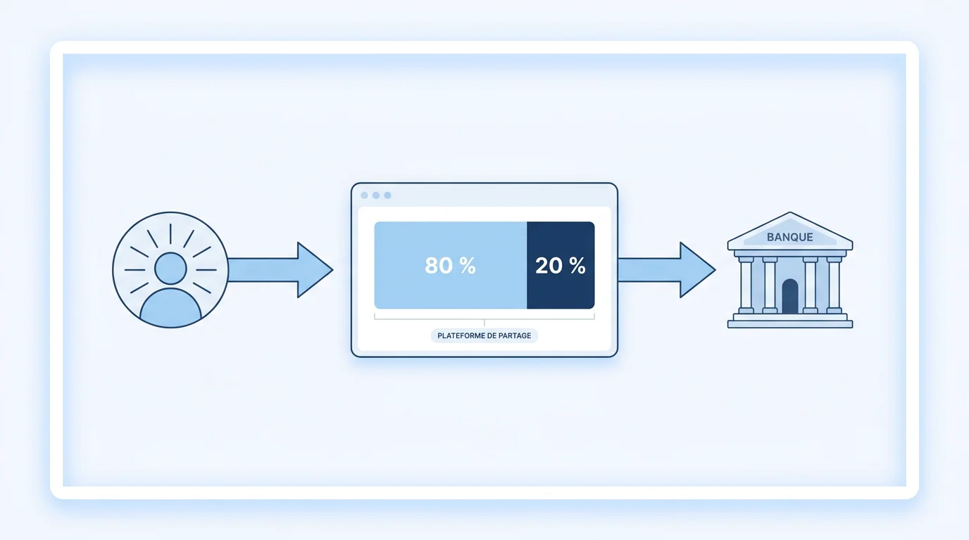 Schéma du flux de paiement OnlyFans montrant la répartition 80/20 entre créateur et plateforme