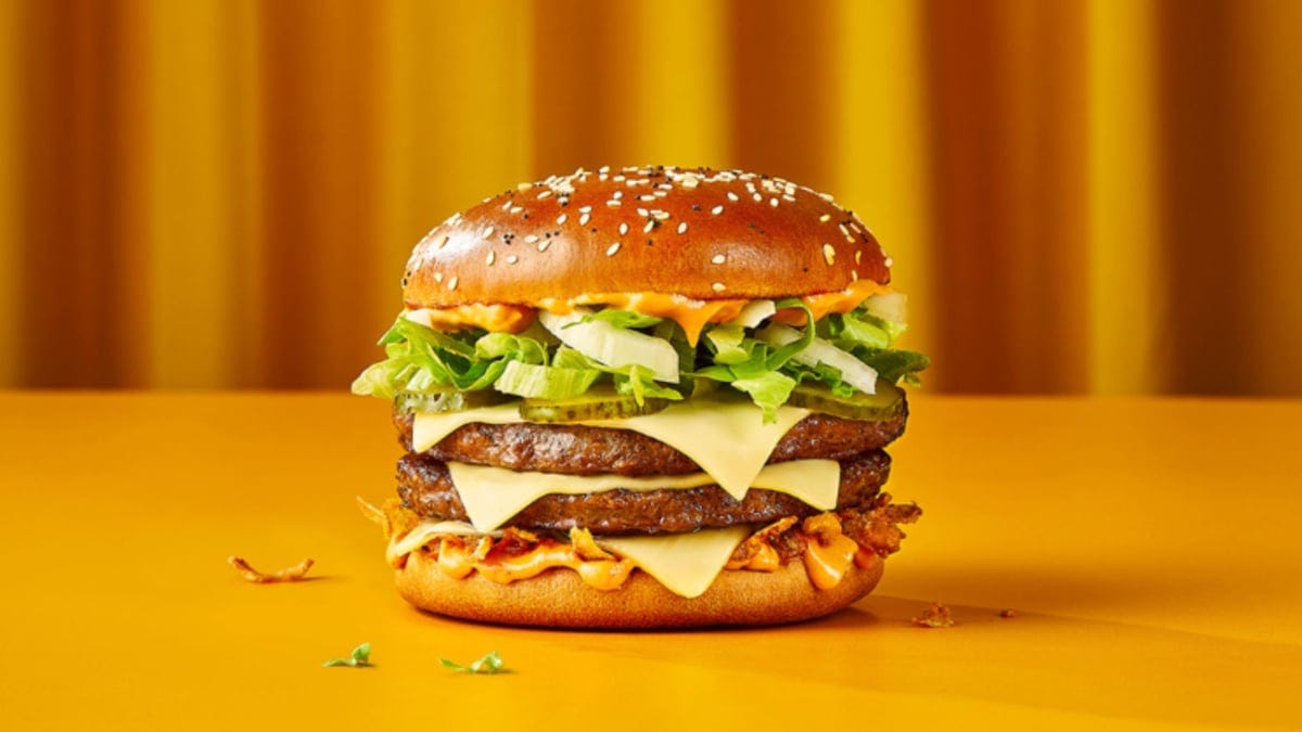 McDonald's new burger with a gold backgorund
