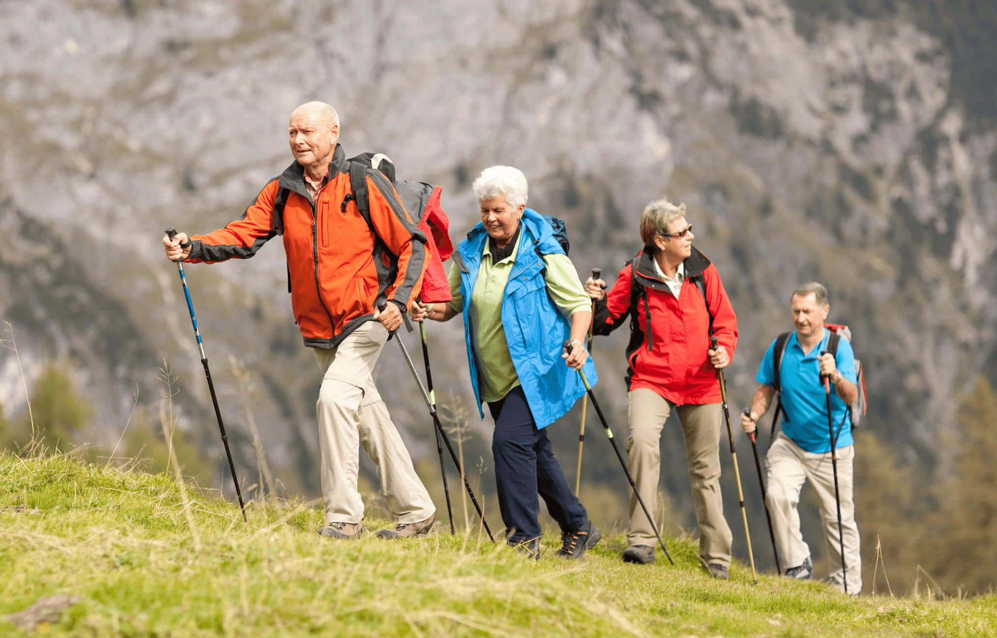 Older adults hiking