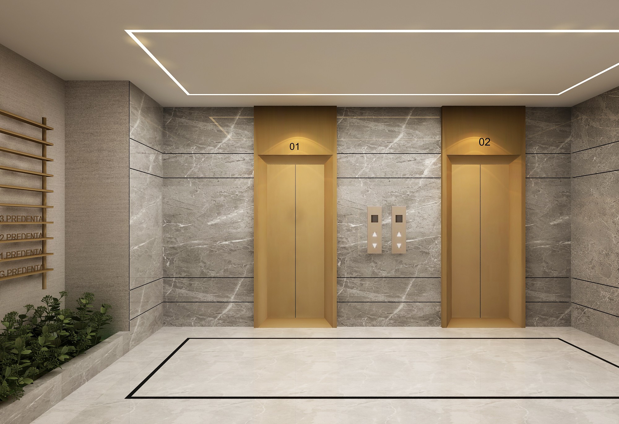 Close-up of building facade with glass balconies, vertical louvers, and terrace planters