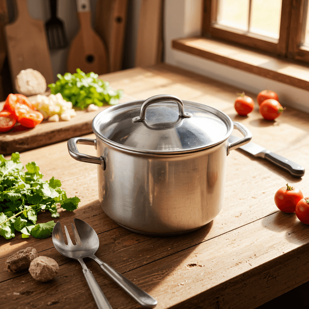 product photography of a cooking pot with a lid