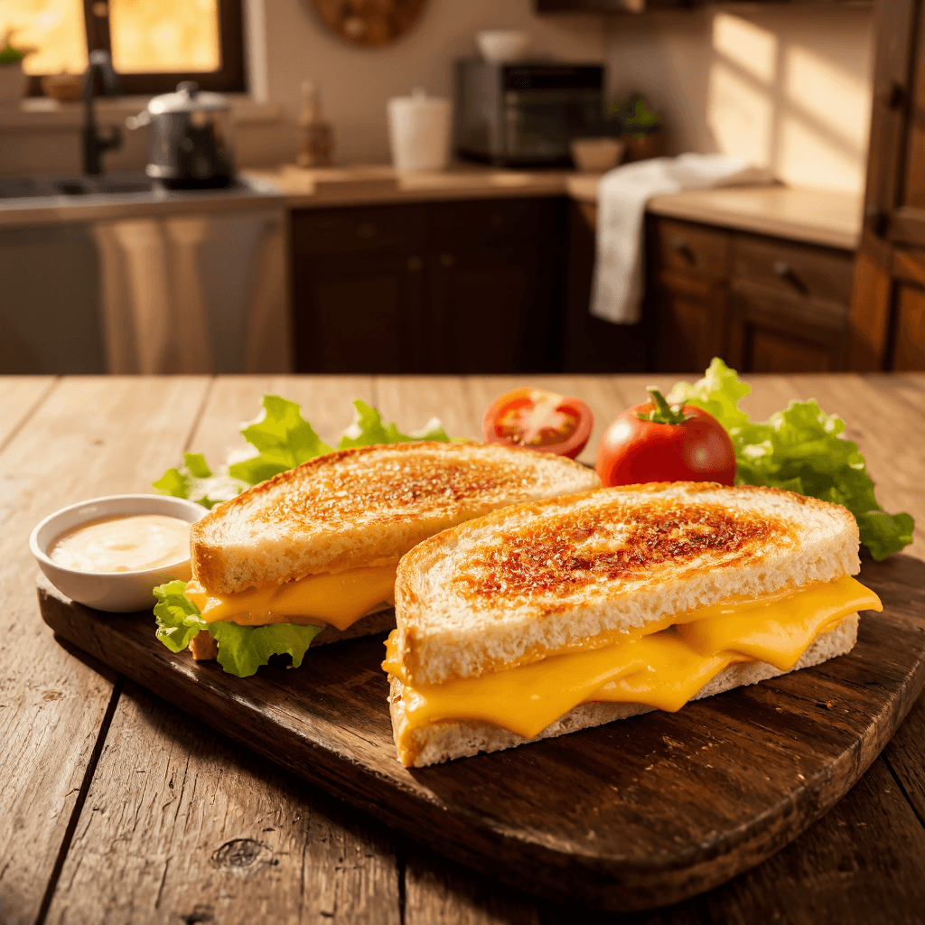 product photography of plate of grilled cheese sandwiches