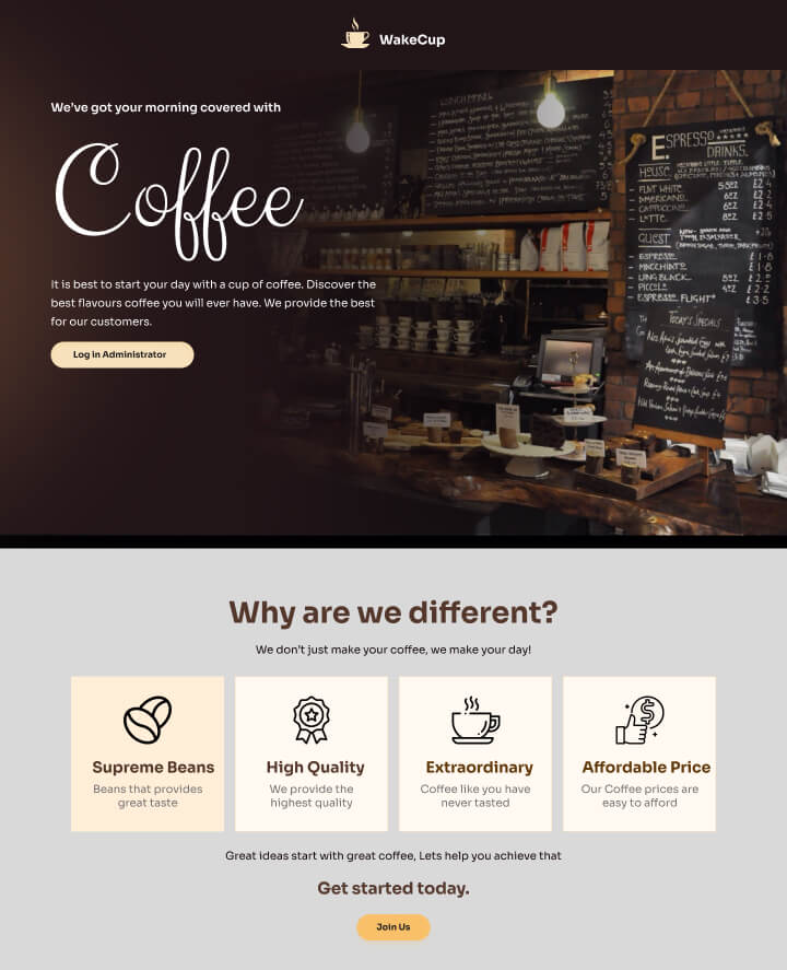 WakeCup - Landing Page