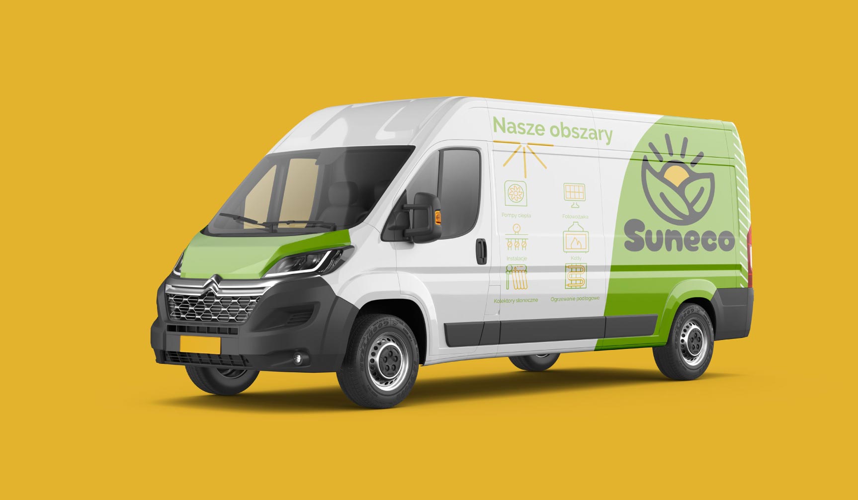 Projekt oklejenia samochodu firmowego suneco