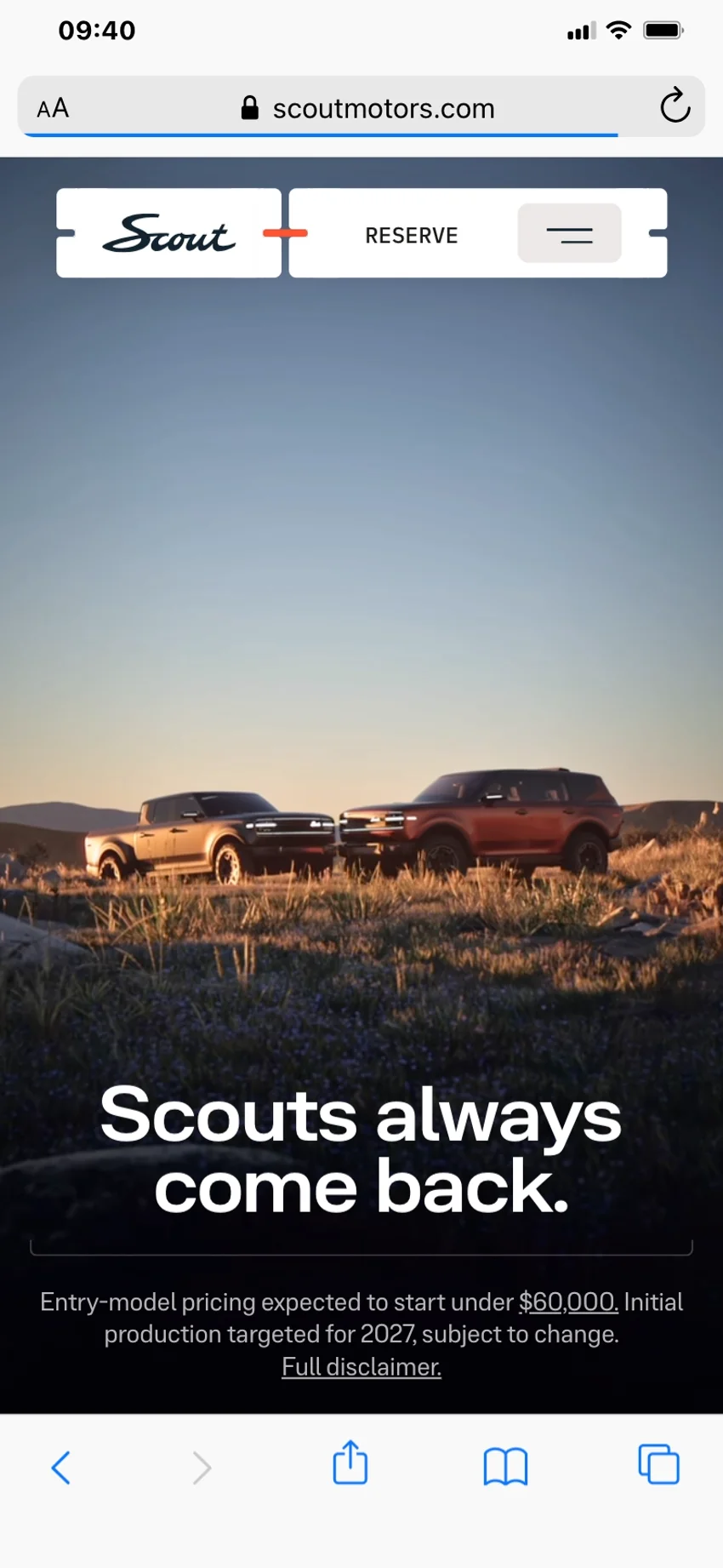 Scout Motors | Screenshot - Mobile : hero