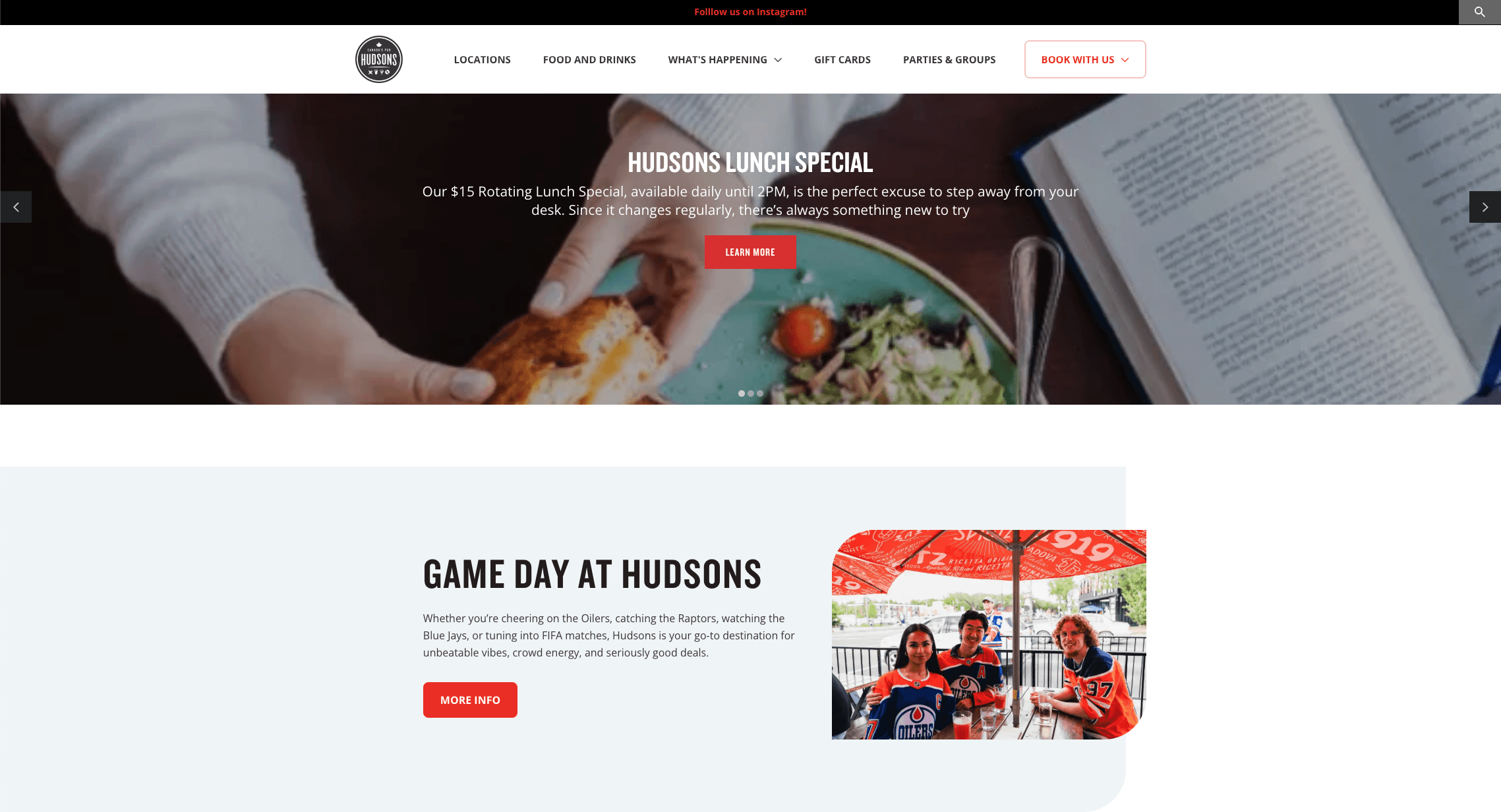 Hudsons Canada's Pub home page