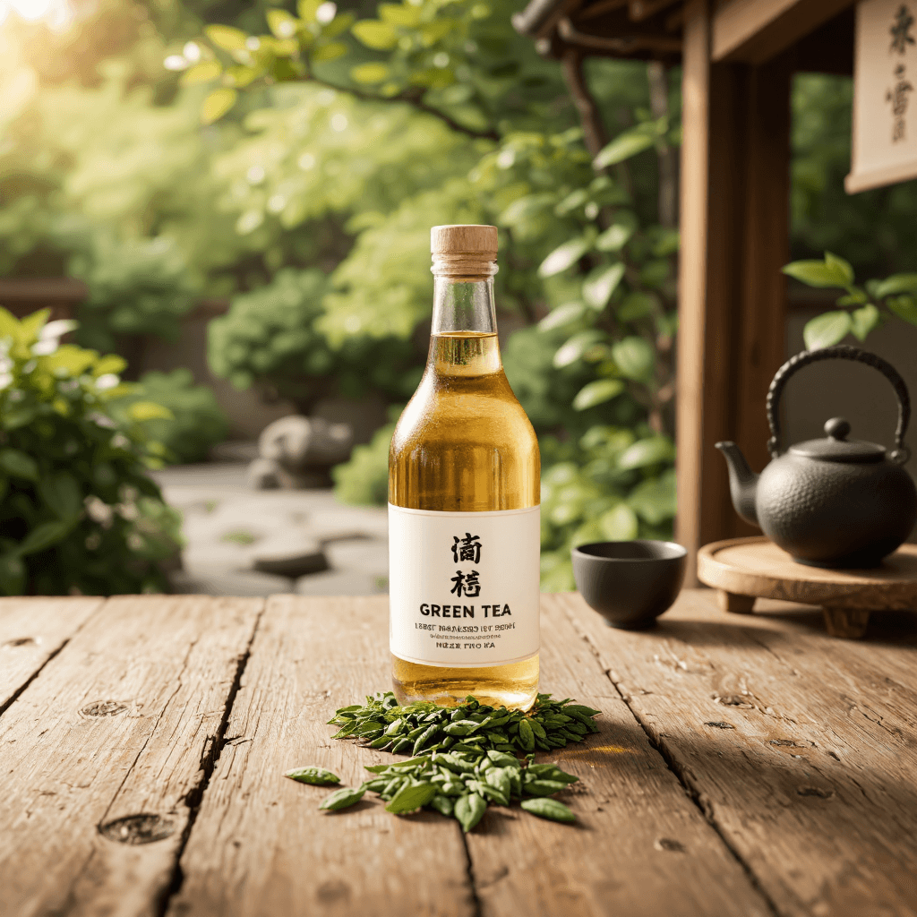 product photography of a bottle of green tea