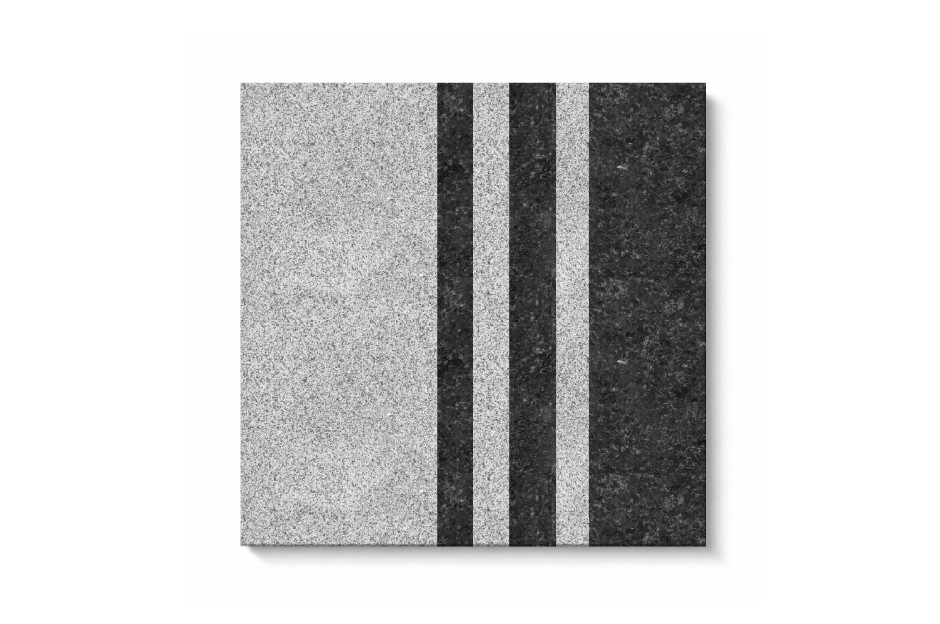Barcode stone tile with bold vertical linear stripe pattern in textured grey surface for outdoor flooring
