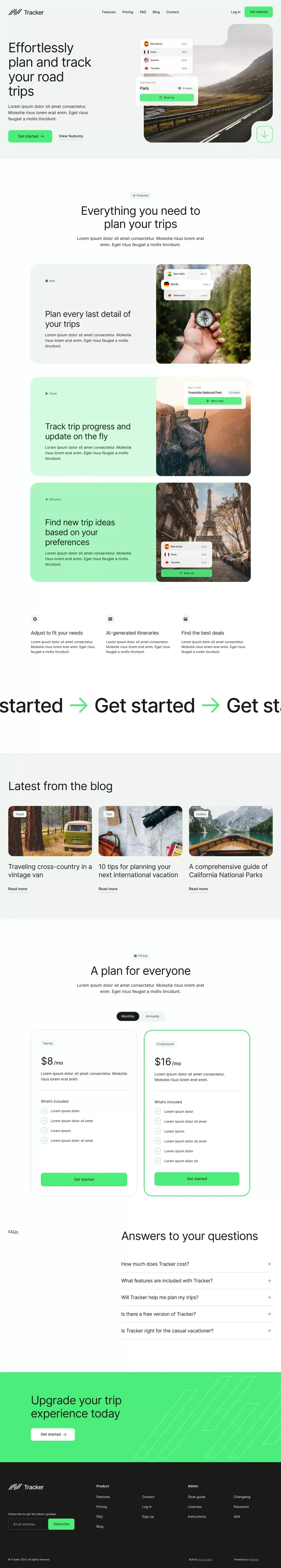 Tracker - Webflow HTML website template portfolio page screenshot showcasing Design and Tech design