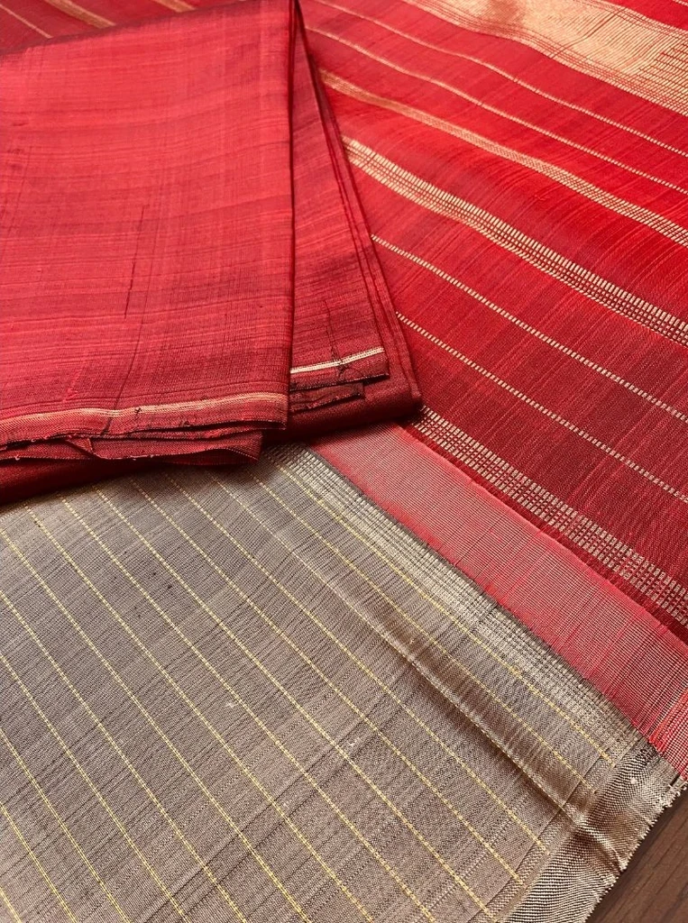 Antique Gold Striped Kanchivaram Silk Saree