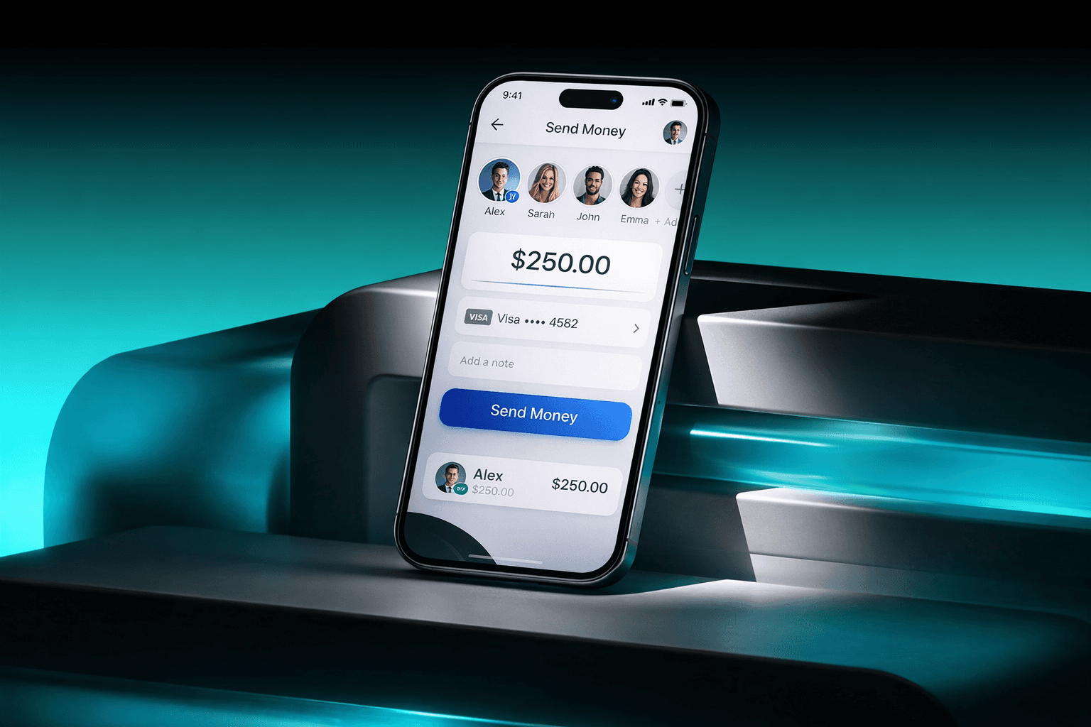Sending money on a smartphone app. $250 transaction.