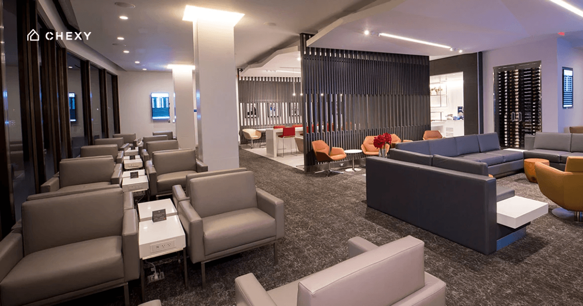 The interior of an Air Canada Maple Leaf lounge