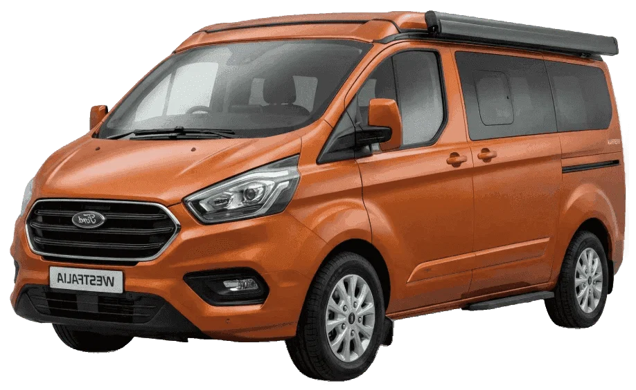 An orange camper van