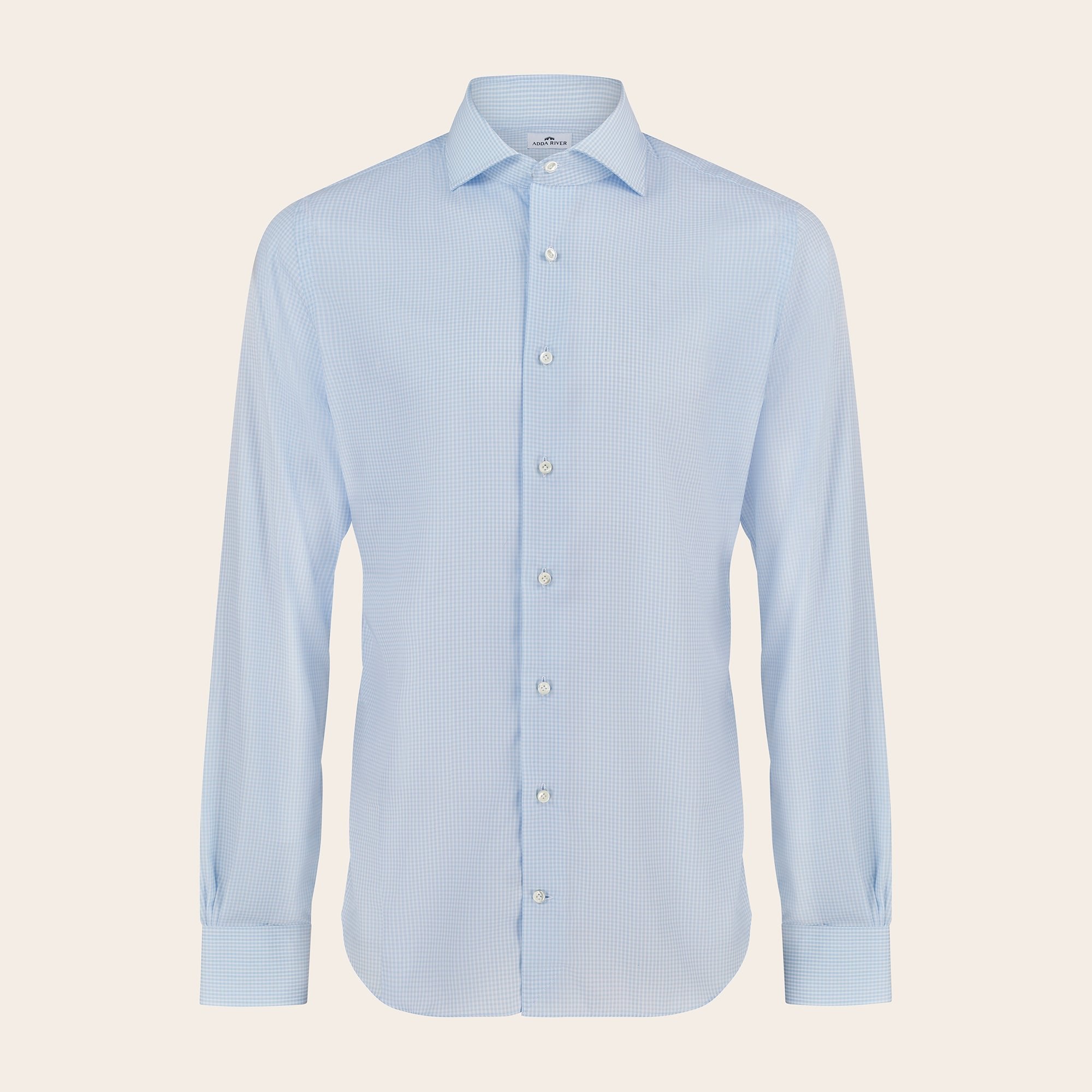 Adda River Light Blue Check Shirt - Mandelli UK
