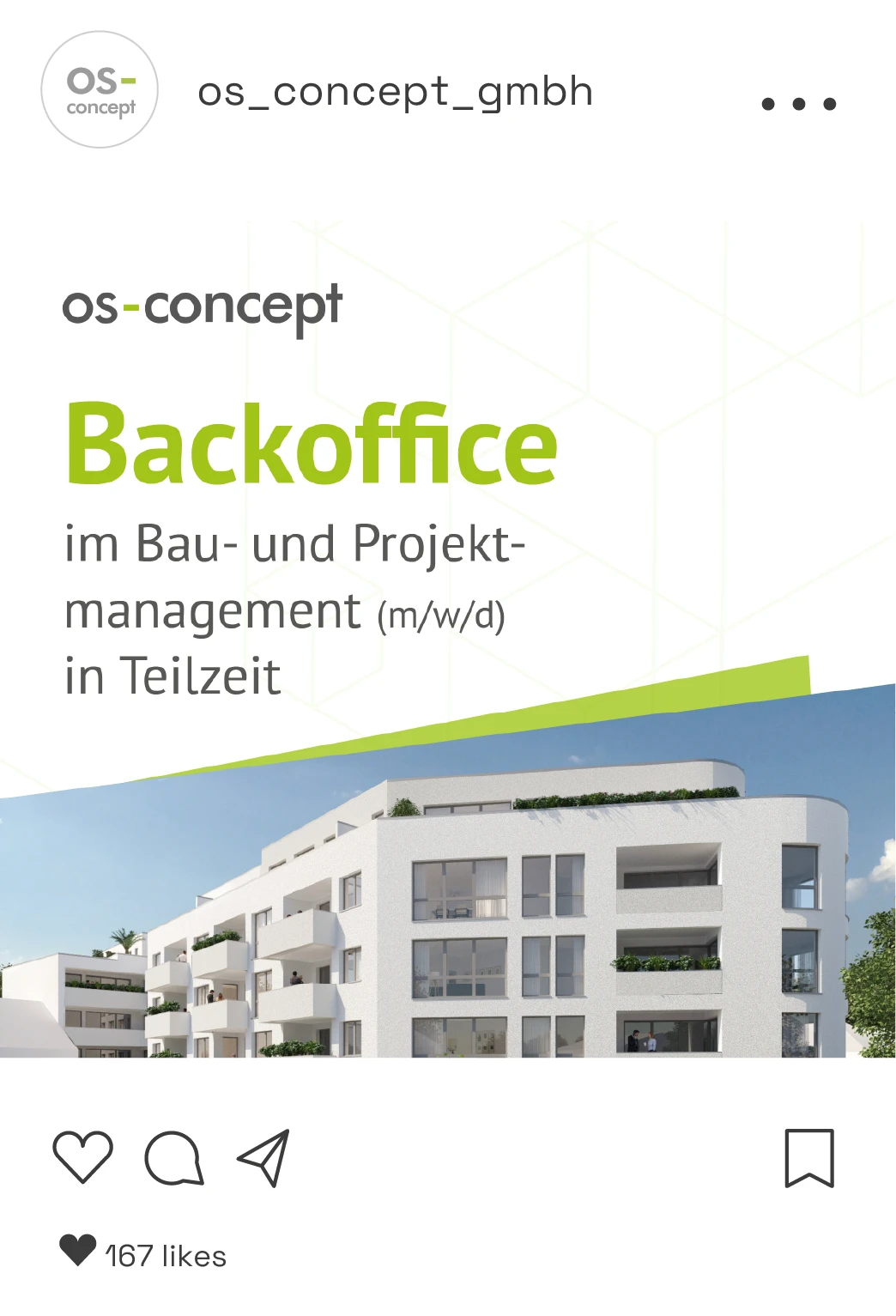 Stellenanzeige: Backoffice im Bau- und Projektmanagement (m/w/d) in Teilzeit bei os_concept GmbH.
