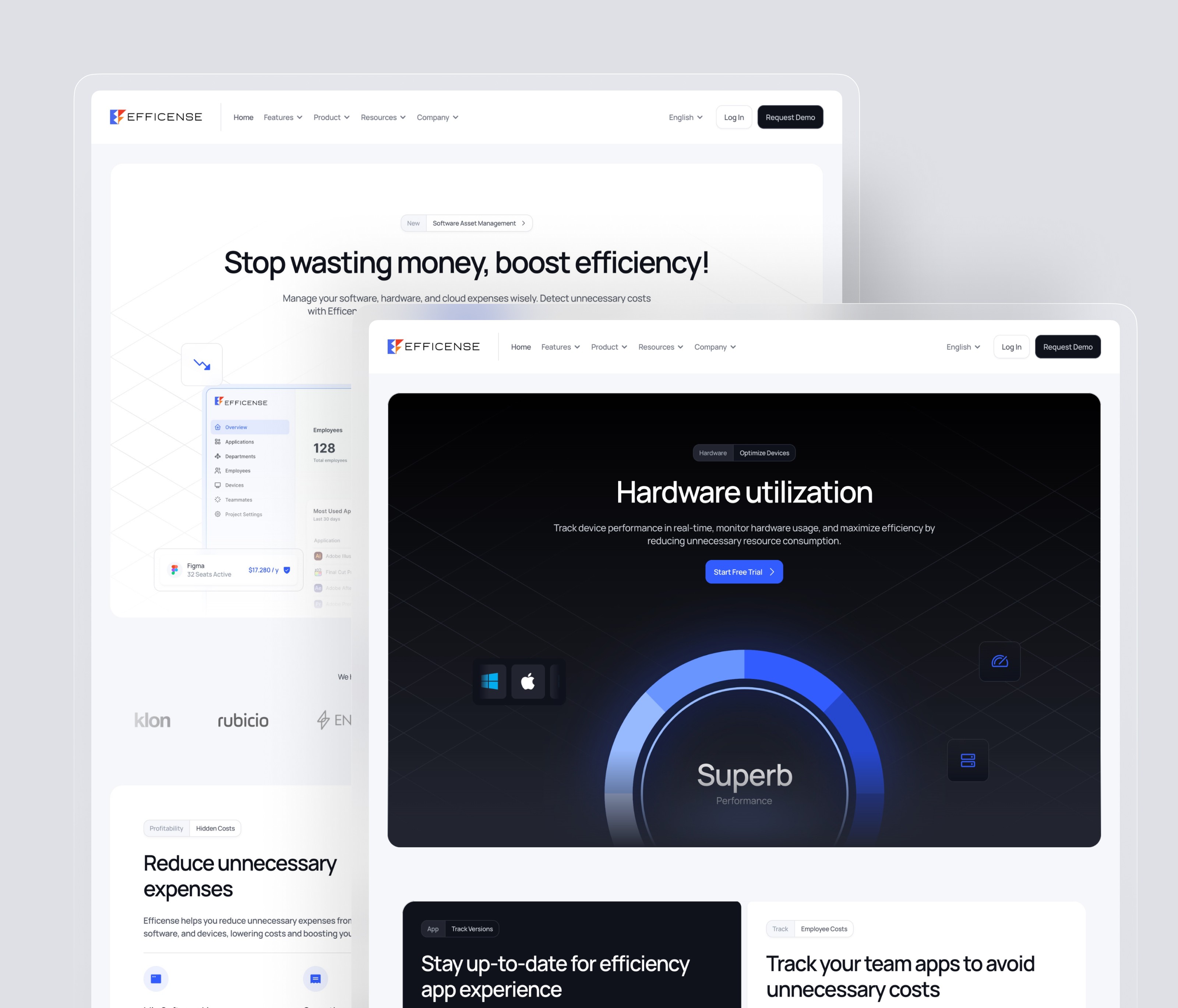 Efficense - B2B SaaS Landing Page design and framer development