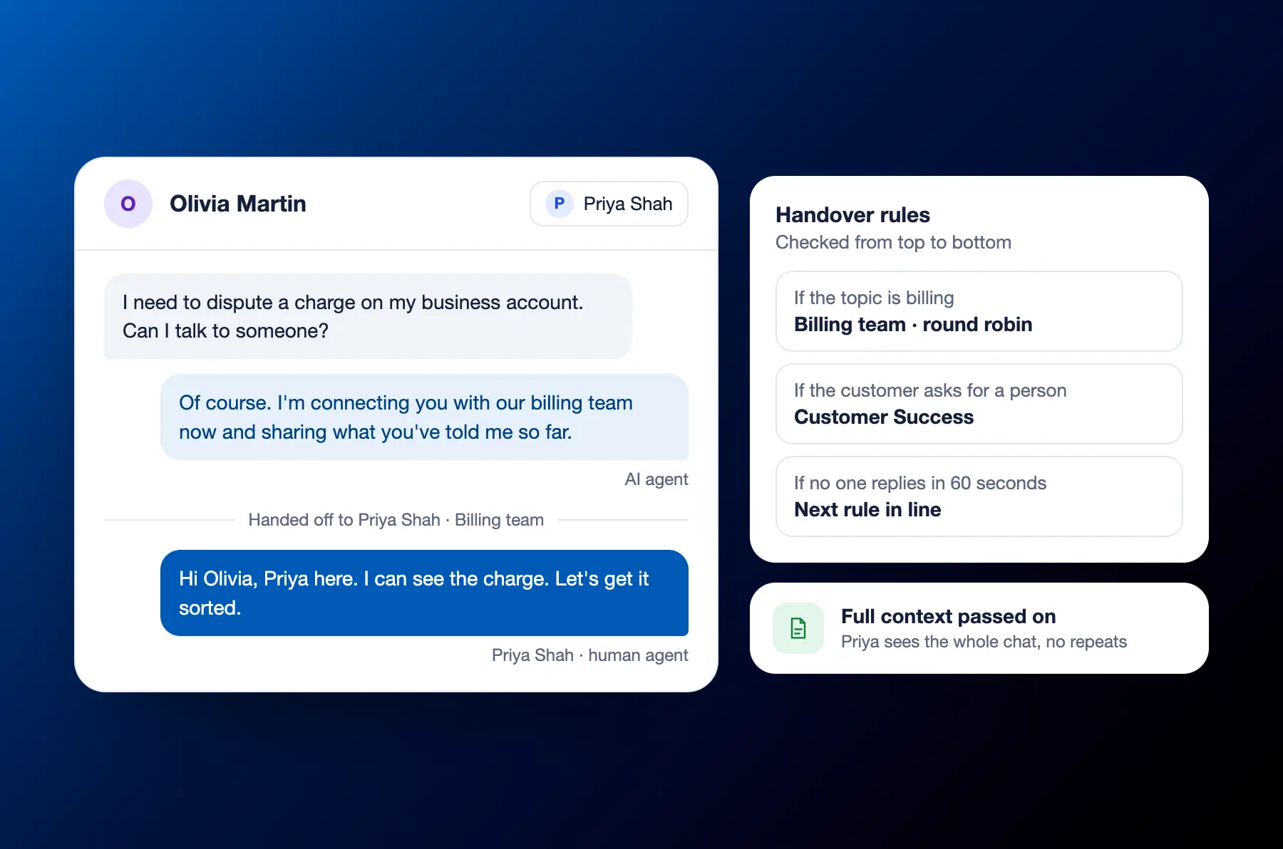 Escalate chats to agents