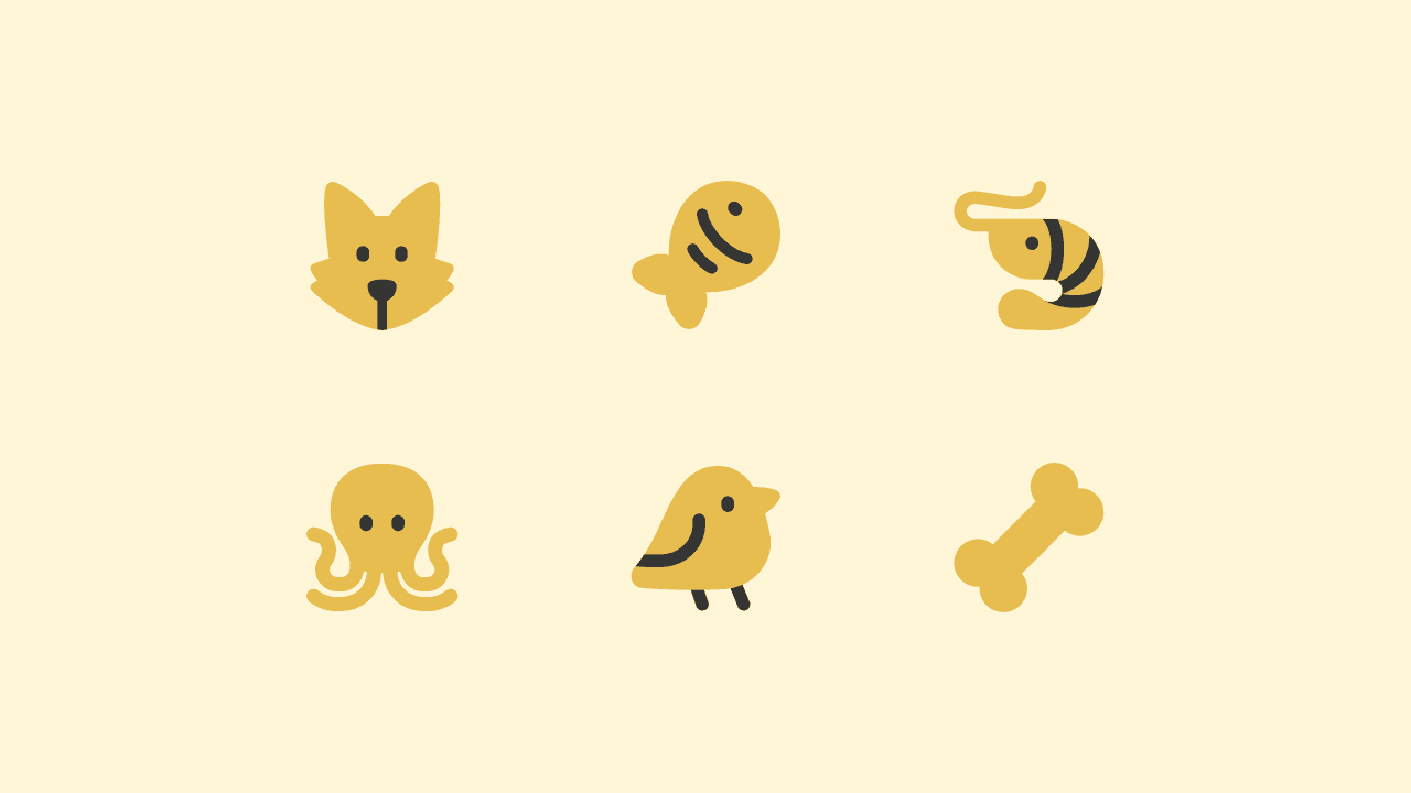 Plump Flat Animal Icon Set